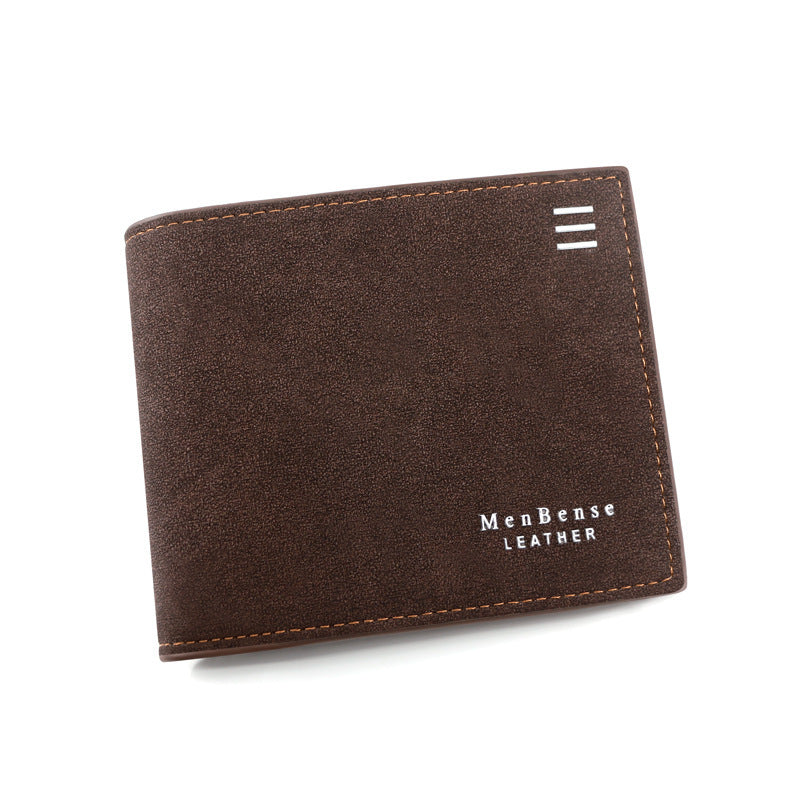 HKM-777427 Personalized Men's Short Wallet in PU Leather with Card Slots and Coin Pockets