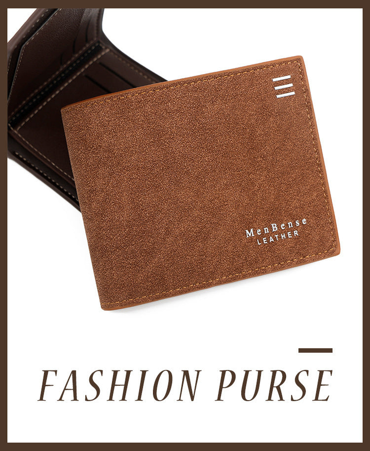 HKM-777427 Personalized Men's Short Wallet in PU Leather with Card Slots and Coin Pockets