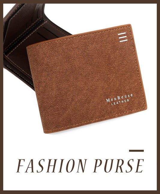 HKM-777427 Personalized Men's Short Wallet in PU Leather with Card Slots and Coin Pockets