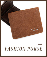 HKM-777427 Personalized Men's Short Wallet in PU Leather with Card Slots and Coin Pockets