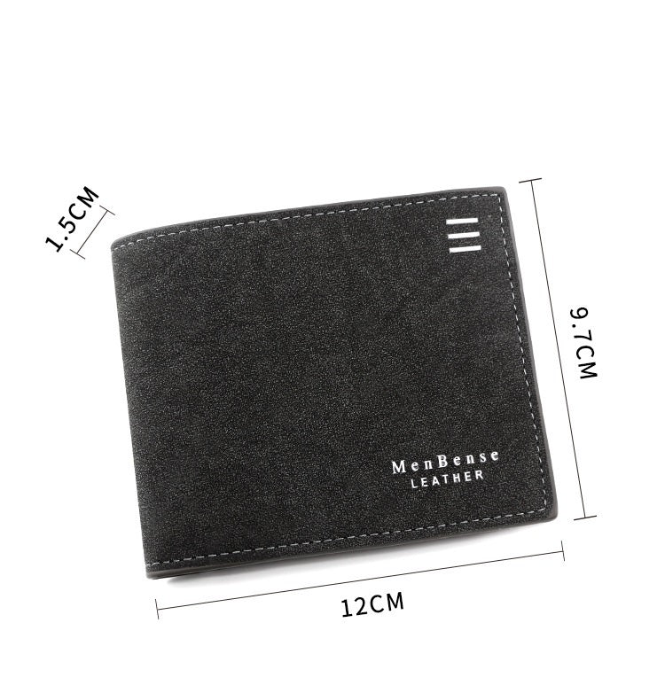 HKM-777427 Personalized Men's Short Wallet in PU Leather with Card Slots and Coin Pockets