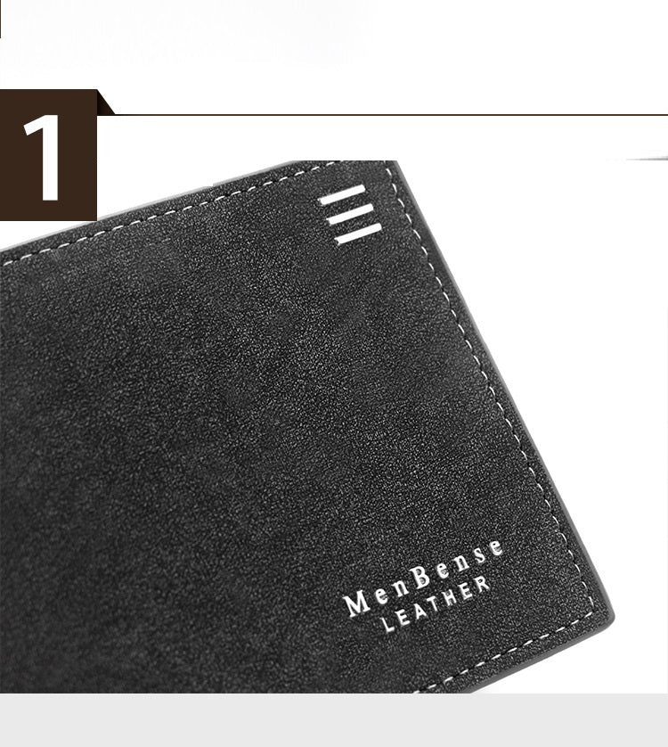 HKM-777427 Personalized Men's Short Wallet in PU Leather with Card Slots and Coin Pockets