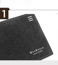 HKM-777427 Personalized Men's Short Wallet in PU Leather with Card Slots and Coin Pockets