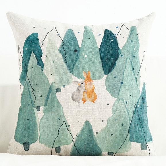 HKM-777555 Medium Plant Rainforest Series Pillow - 45x45cm Thick Blended Fabric with Nature-Inspired Designs