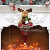 HKM-777619 Christmas Pendant Gift Bag for Elderly - Non-Woven Fabric, Snowman & Elk Design, 47x16CM