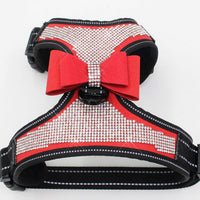 HKM-777683 Reflective Rhinestone Pet Chest Strap - Mesh Cloth & City Super Fiber Material