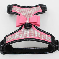 HKM-777683 Reflective Rhinestone Pet Chest Strap - Mesh Cloth & City Super Fiber Material