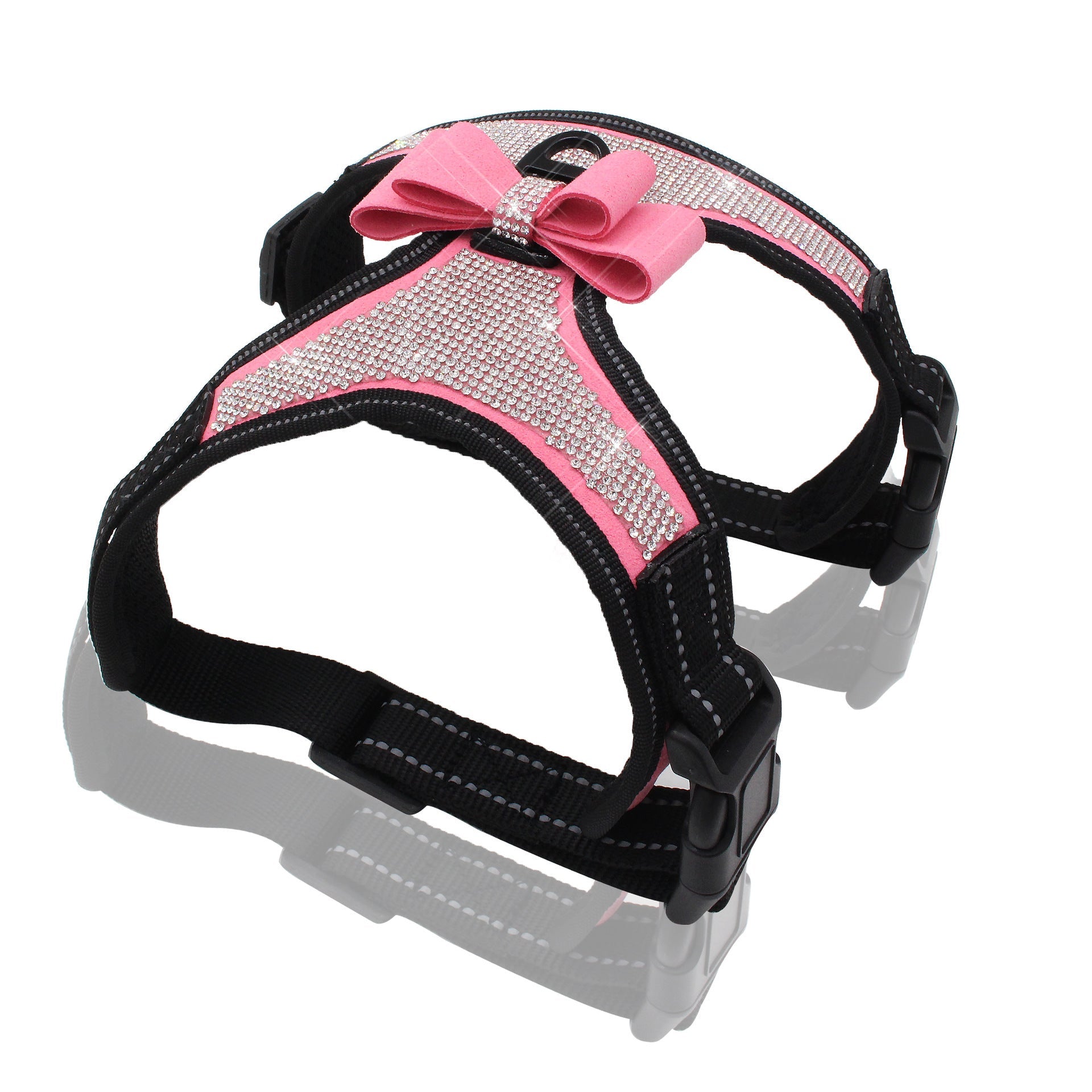 HKM-777683 Reflective Rhinestone Pet Chest Strap - Mesh Cloth & City Super Fiber Material