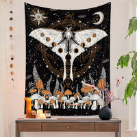 HKM-777875 European Retro Mushroom Plant Tapestry - Plush Fabric Wall Hanging Decoration in Various Sizes