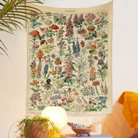 HKM-777875 European Retro Mushroom Plant Tapestry - Plush Fabric Wall Hanging Decoration in Various Sizes