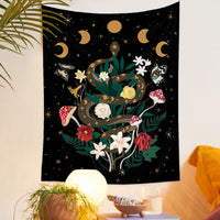 HKM-777875 European Retro Mushroom Plant Tapestry - Plush Fabric Wall Hanging Decoration in Various Sizes