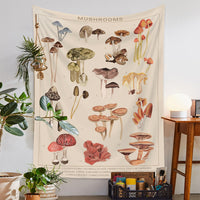 HKM-777875 European Retro Mushroom Plant Tapestry - Plush Fabric Wall Hanging Decoration in Various Sizes