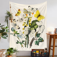 HKM-777875 European Retro Mushroom Plant Tapestry - Plush Fabric Wall Hanging Decoration in Various Sizes