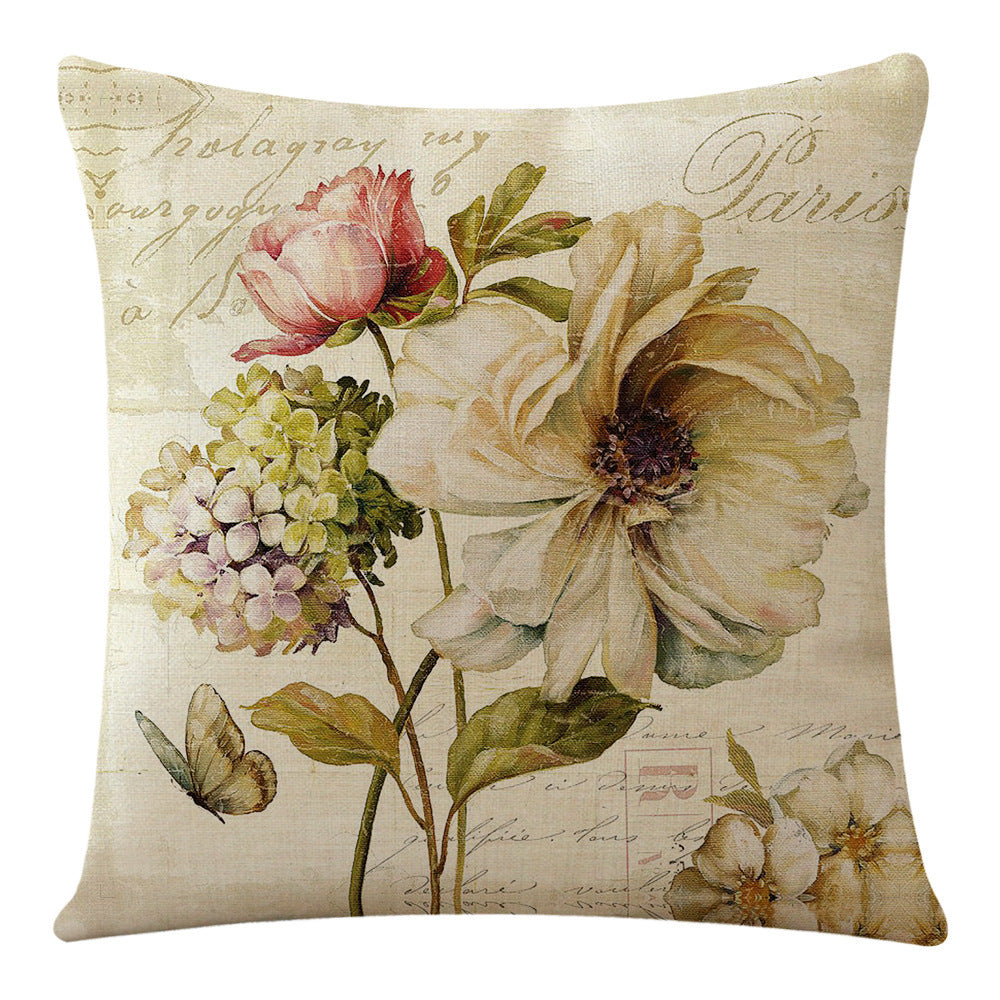 HKM-777875 Ocean Series Flax Pillow Cover - Landscape Design, Cotton and Linen, Size 45*45