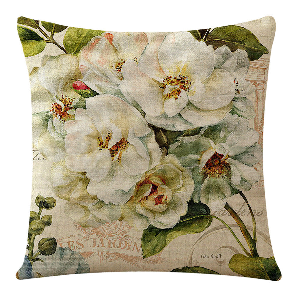 HKM-777875 Ocean Series Flax Pillow Cover - Landscape Design, Cotton and Linen, Size 45*45