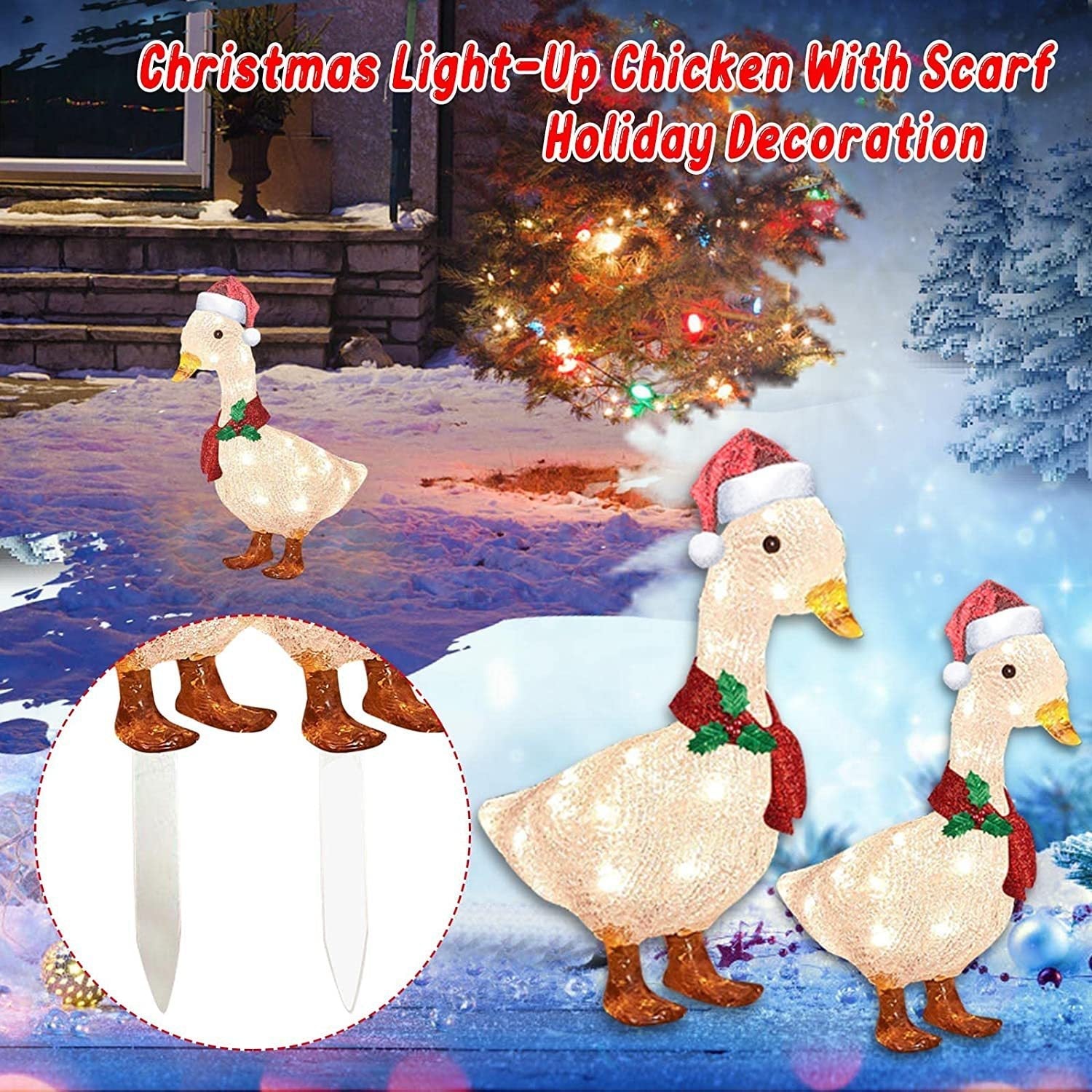 HKM-777939 Outdoor Duck Scarf Lighting Ground Decoration - Iron and Acrylic Options Available
