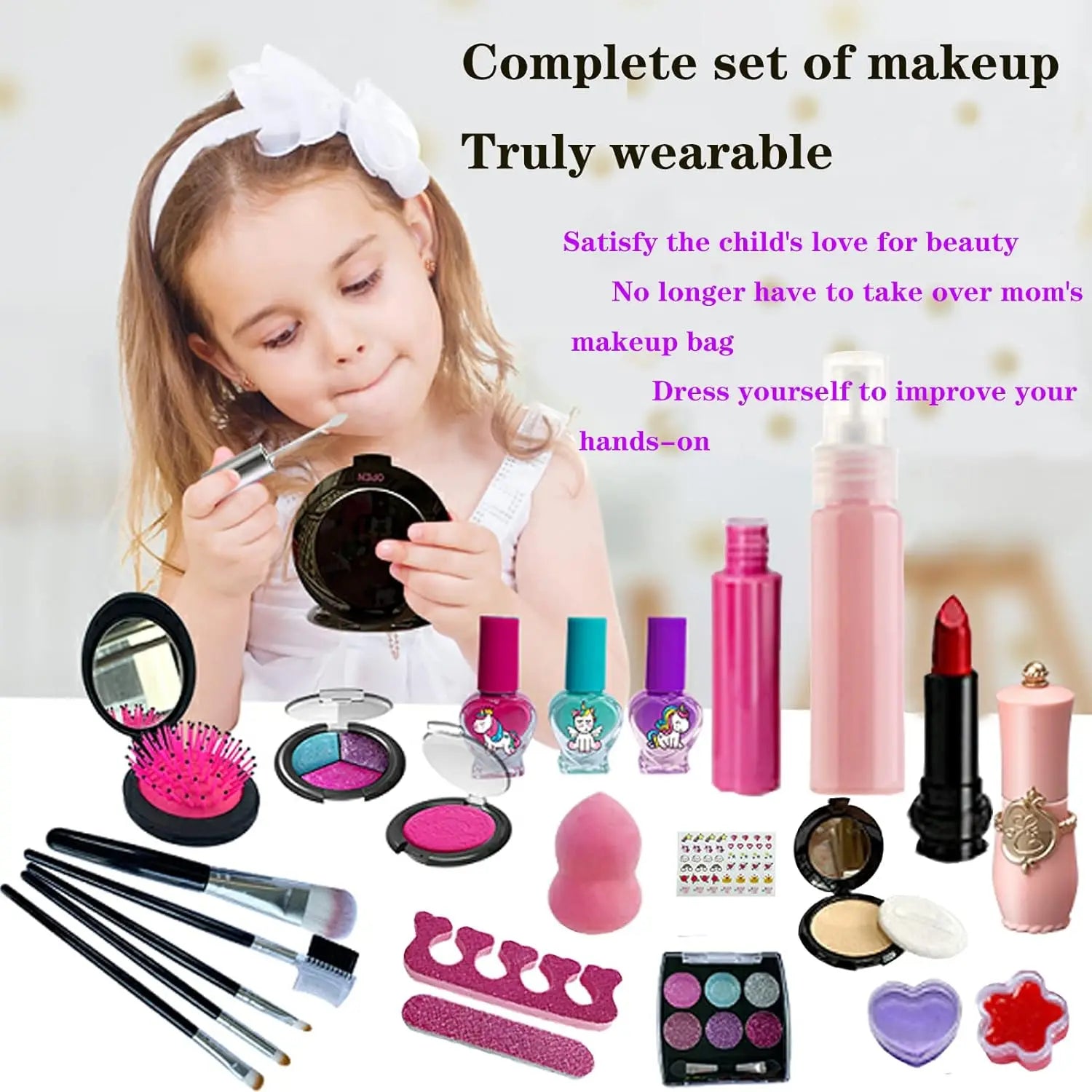 HKM-778003 Kids Unicorn Makeup Set | Educational Role Play Cosmetic Toy for Ages 2-13