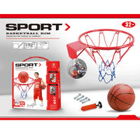 HKM-778131 Adjustable Mini Basketball Hoop Set for Kids, Portable 32Cm Iron Board with Pump and Net, Ages 2-7
