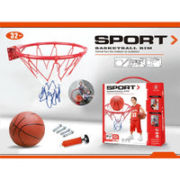 HKM-778131 Adjustable Mini Basketball Hoop Set for Kids, Portable 32Cm Iron Board with Pump and Net, Ages 2-7