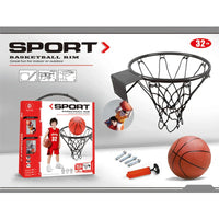 HKM-778131 Adjustable Mini Basketball Hoop Set for Kids, Portable 32Cm Iron Board with Pump and Net, Ages 2-7