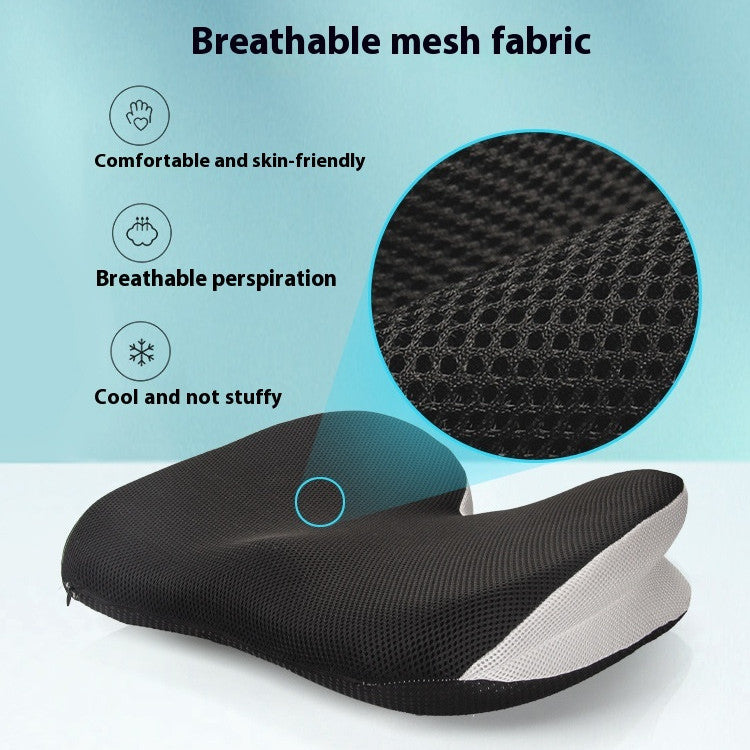 HKM-778131 Memory Foam Office Car Cushion - Black Mesh Fabric, Non-Slip Design, 46x37x13cm