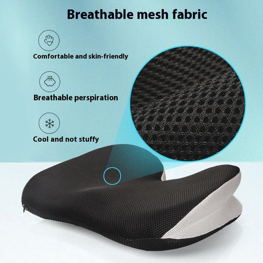 HKM-778131 Memory Foam Office Car Cushion - Black Mesh Fabric, Non-Slip Design, 46x37x13cm