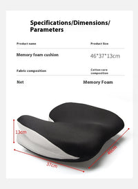 HKM-778131 Memory Foam Office Car Cushion - Black Mesh Fabric, Non-Slip Design, 46x37x13cm