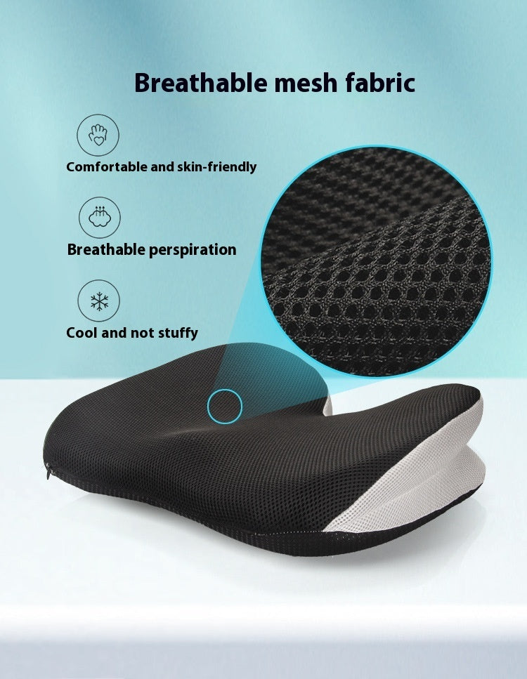 HKM-778131 Memory Foam Office Car Cushion - Black Mesh Fabric, Non-Slip Design, 46x37x13cm