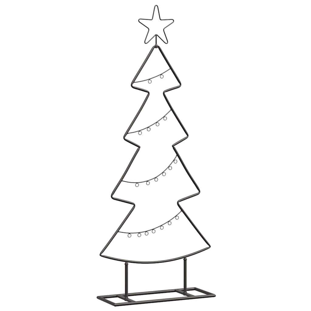 HKM-778131 Minimalist Black Metal Christmas Tree with Stand - 90 cm Height for Indoor & Sheltered Outdoor Use