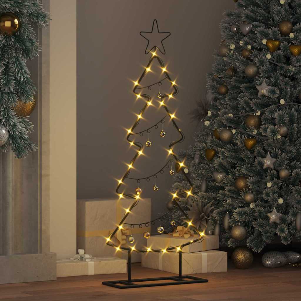 HKM-778131 Minimalist Black Metal Christmas Tree with Stand - 90 cm Height for Indoor & Sheltered Outdoor Use