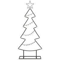 HKM-778131 Minimalist Black Metal Christmas Tree with Stand - 90 cm Height for Indoor & Sheltered Outdoor Use