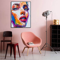 HKM-778259 Handmade Oil Painting on Canvas - Modern Abstract Human Face Wall Art for Living Room Decor - Unstretched Frameless Design
