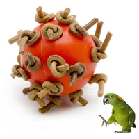 HKM-778259 Interactive Plastic Chewing Ball for Parrots with Leather Rope