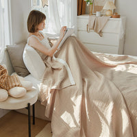 HKM-778323 Four-Layer Solid Color Pure Cotton Towel Blanket in Two Sizes, Japanese Style