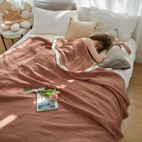 HKM-778323 Four-Layer Solid Color Pure Cotton Towel Blanket in Two Sizes, Japanese Style