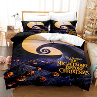 HKM-778323 Halloween Geometric Bed Sheet Set with Duvet Cover and Pillowcases in White and Bright Yellow