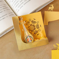 HKM-778323 Three-Dimensional Gold Piano Paper Sculpture Sticky Notes Notepad