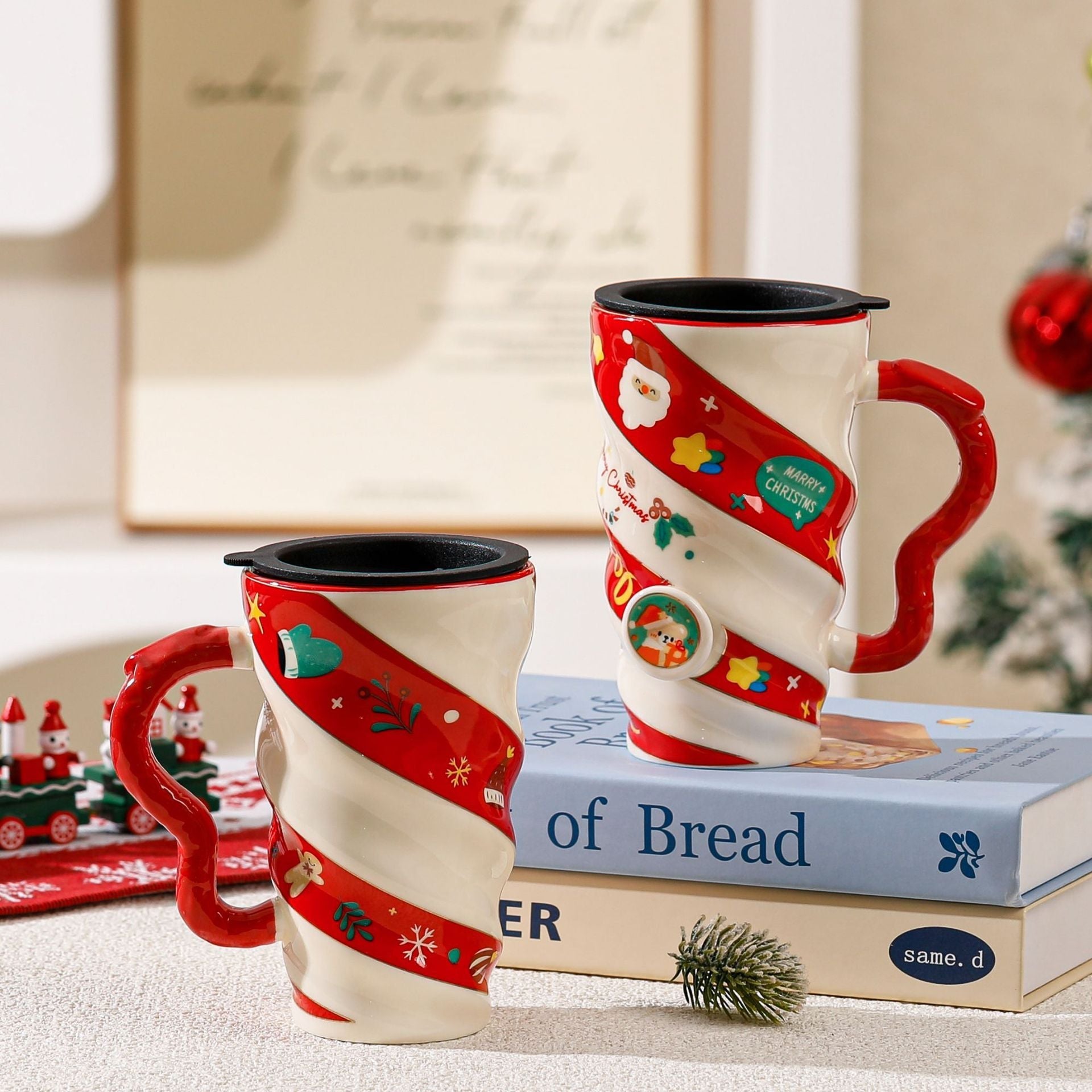 HKM-778451 Christmas Couple Cartoon Ceramic Mug – 401-500ml Capacity