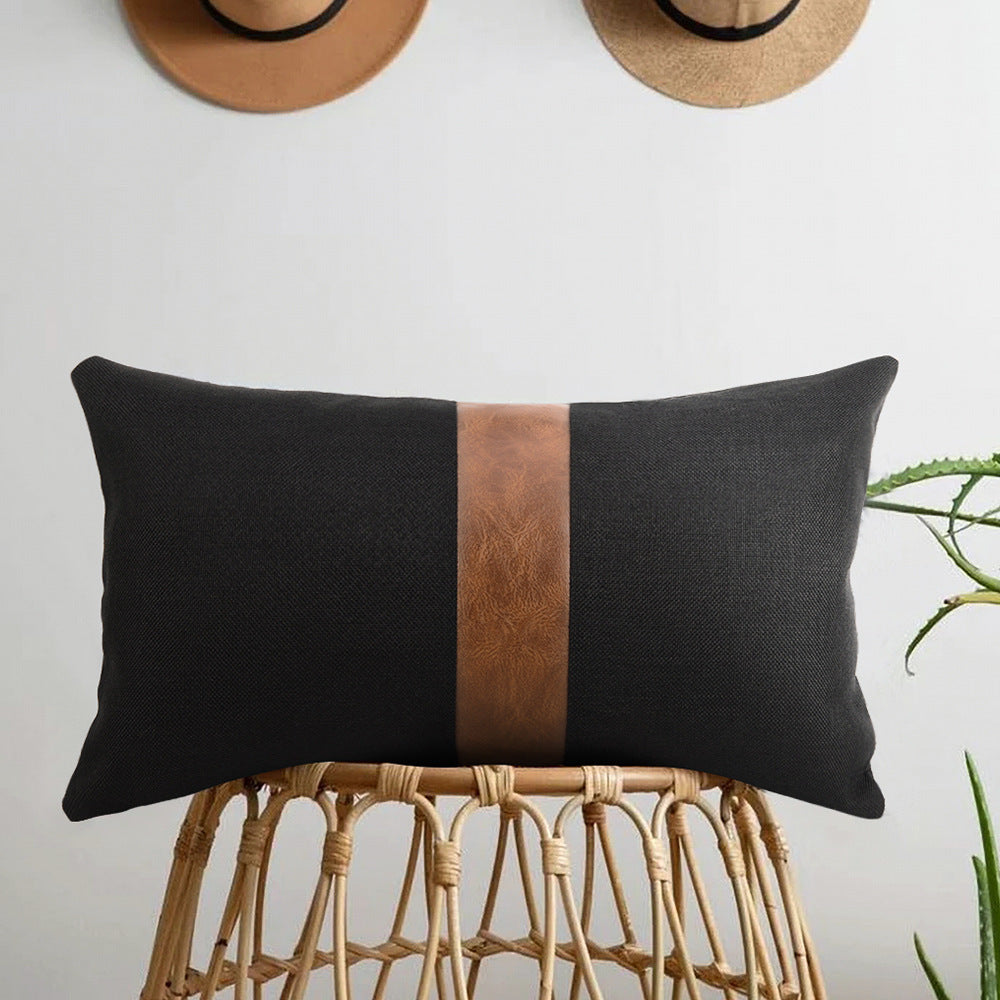 HKM-778451 Modern Solid Color Pu Leather Pillow Cover - 45x45cm & 30x50cm