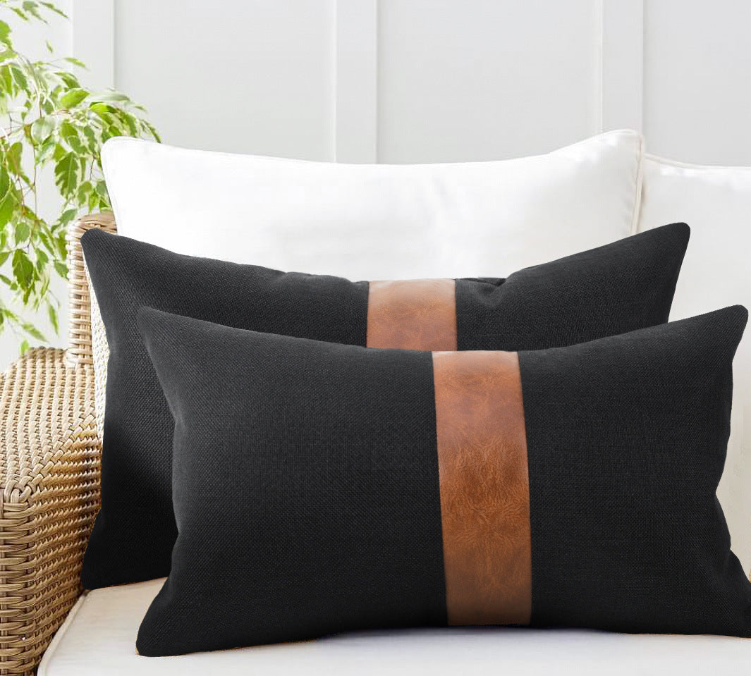 HKM-778451 Modern Solid Color Pu Leather Pillow Cover - 45x45cm & 30x50cm