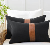 HKM-778451 Modern Solid Color Pu Leather Pillow Cover - 45x45cm & 30x50cm