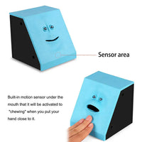 HKM-778579 Funny Face Coin Piggy Bank with Electric Features, Music, and Light for Kids 5+
