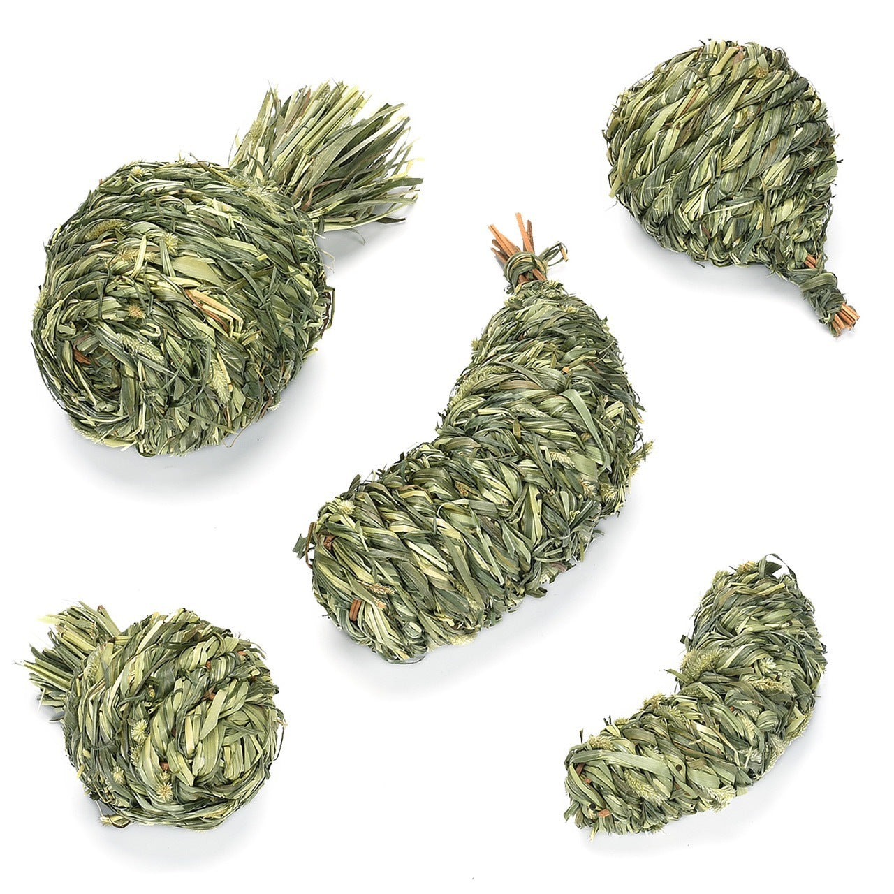 HKM-778771 Timothy Grass Pet Rabbit Chew Toys - Assorted Shapes including Eggplant, Apple, Pear, Banana, and Pineapple
