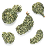 HKM-778771 Timothy Grass Pet Rabbit Chew Toys - Assorted Shapes including Eggplant, Apple, Pear, Banana, and Pineapple