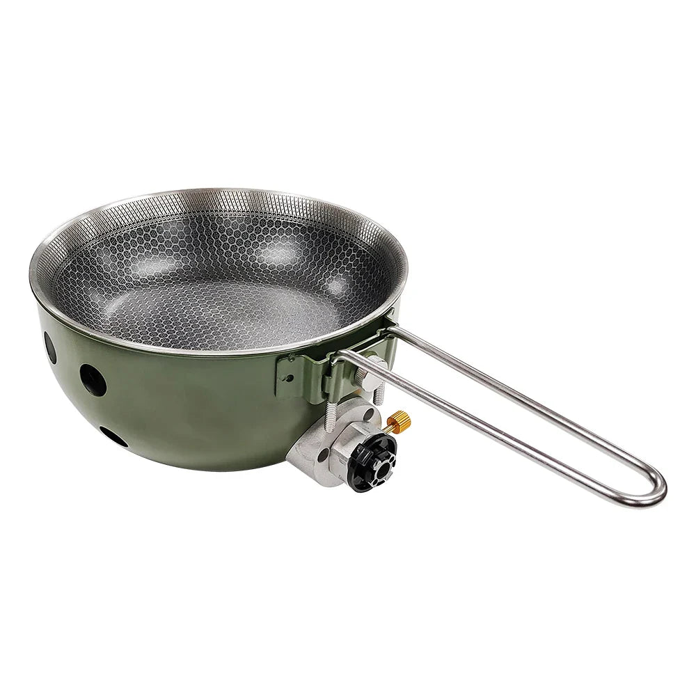 KTX-778835 Portable Butane Gas Stove with Integrated Pot – Windproof Camp Stove for Outdoor Cooking and Hiking