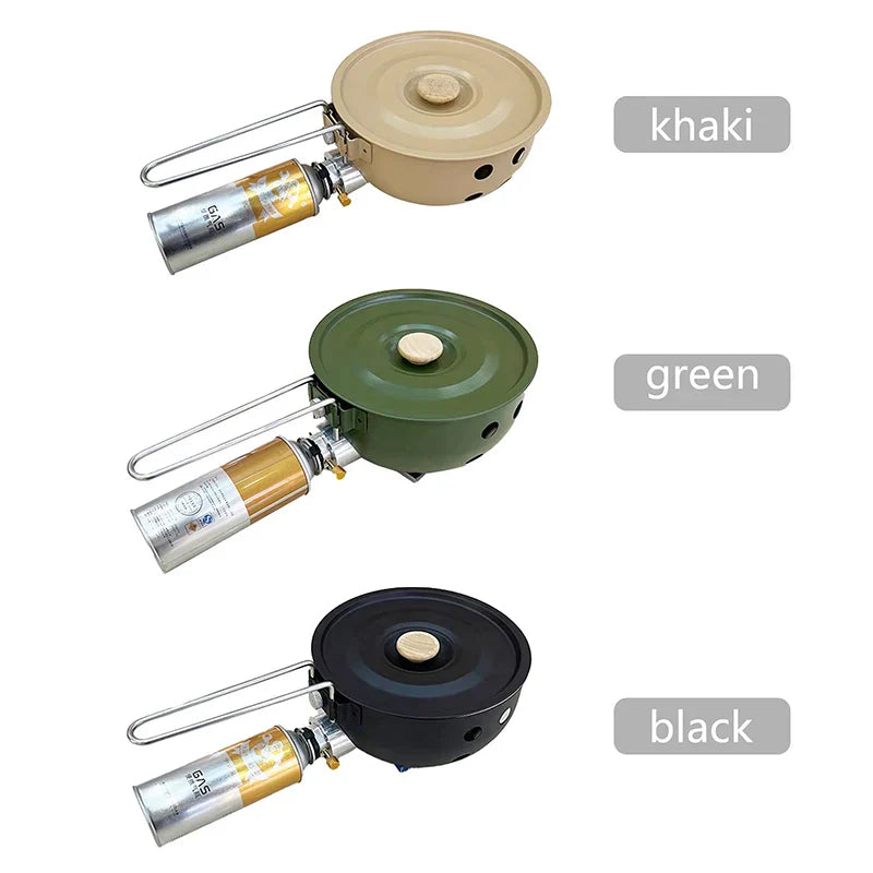 KTX-778835 Portable Butane Gas Stove with Integrated Pot – Windproof Camp Stove for Outdoor Cooking and Hiking