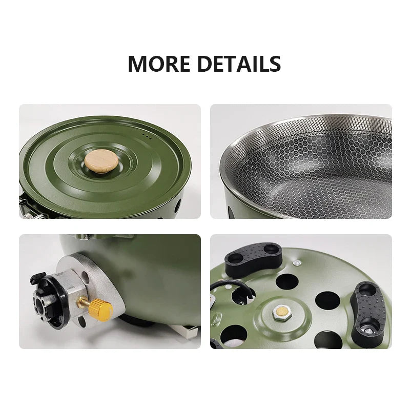 KTX-778835 Portable Butane Gas Stove with Integrated Pot – Windproof Camp Stove for Outdoor Cooking and Hiking