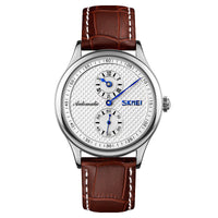 HKM-778835 Skeleton Automatic Men's Business Watch with Leather Strap - 40mm Dial, 30m Waterproof