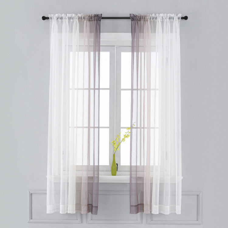 HKM-779027 Gradient Color Linen-like Curtain for Windows - Various Sizes Available