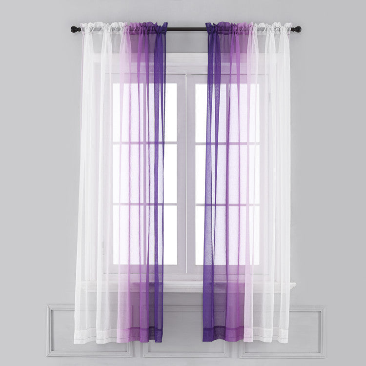 HKM-779027 Gradient Color Linen-like Curtain for Windows - Various Sizes Available